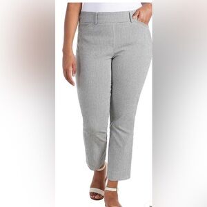 Hilary Radley Women's Tummy Control Pull on Ankle Pant L off white & black combo